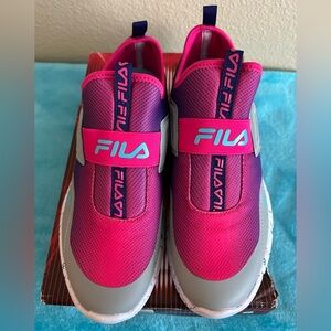 Fila Landbuzzer Marble Neon Pink and Purple Athletic Shoes Size 6.5Y